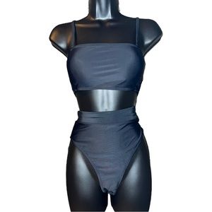 High Rise Bikini Set, Black, Size Small